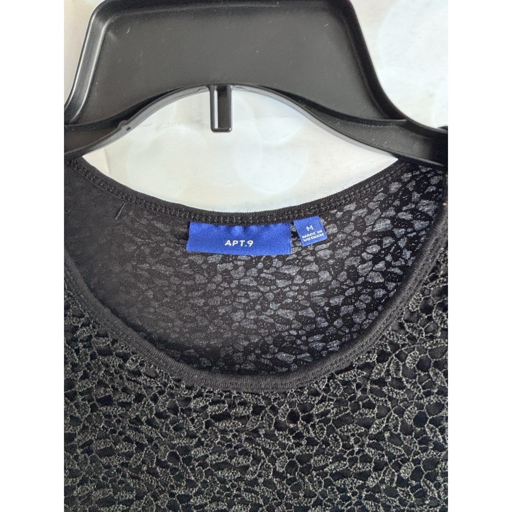 APT 9 Black‎ Textured Lace Layered Tank Top Women's Size Medium - Picture 5 of 7